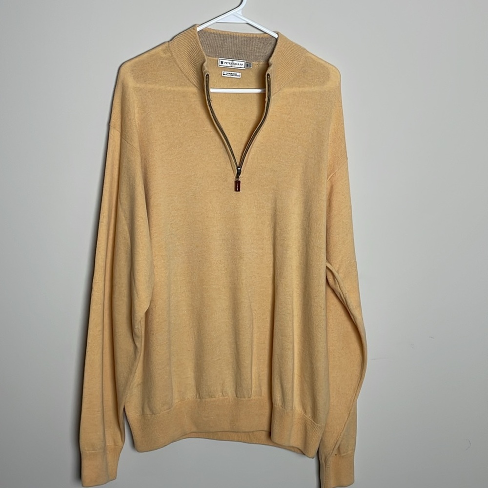 Peter Millar Butternut Squash Color 1/4 Zip Pullover Long sleeve Sweater- XL